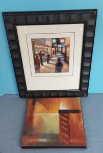 lot 32714 image: City Scenes News Stand by Karen Dupree, 1 IN A SERIES OF 3 & Modrat Wall Decor Canvas Art