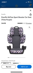 lot 3050 image: Evenflo GoTimeSport Booster Seat, Viola