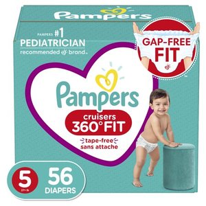lot 3056 image: Pampers Cruisers 360 Fit Diapers, Active Comfort, Size 5, 56 Ct