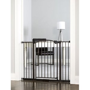 lot 3087 image: Regalo Extra Wide Easy Step� Arched D�cor Walk Thru Baby Gate, Pressure Mount Kit and 4 Pack Wall Mount Kit, Bronze