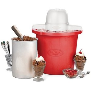 lot 3114 image: Nostalgia - ICMP4RD 4 Qt. Electric Ice Cream Maker - Red Bucket