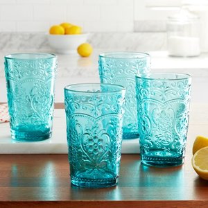 lot 3123 image: The Pioneer Woman Amelia Tumbler, Teal, Set of 4
