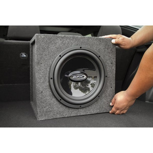 lot 3130 image: Scosche SE12KTSD 12 Inch Build-Your-Own Car Stereo Subwoofer Enclosure Kit, Gray Carpet