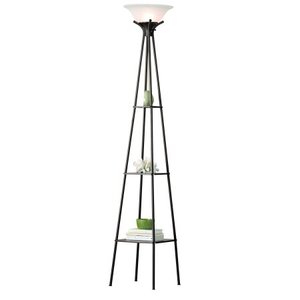 lot 3150 image: Mainstays Charcoal Metal Transitional Etagere Shelf Floor Lamp 69H