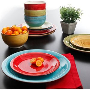 lot 3156 image: Better Homes & Gardens Festival Dinnerware, Assorted Colors, Set of 12