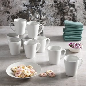lot 3157 image: Gibson Home Everyday Round White 12oz Mug, Set of 10