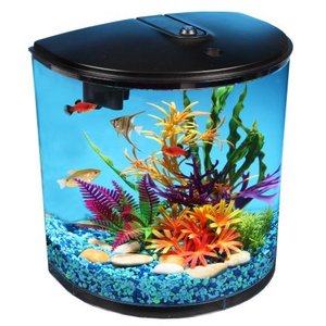 lot 3158 image: Hawkeye 3.5-Gallon 180 ViewAquarium with LED Lighting, Filter, and 5-Volt Adapter