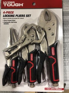 lot 3586 image: Hyper Tough4-Piece Locking Pliers Set