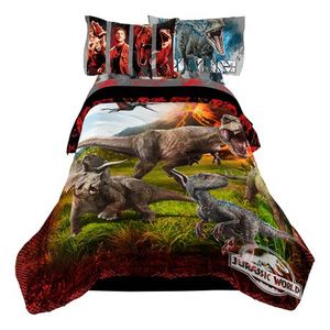 lot 3594 image: Jurassic World 2-Piece Comforter and Sham Set, Kids Bedding, TwinFull