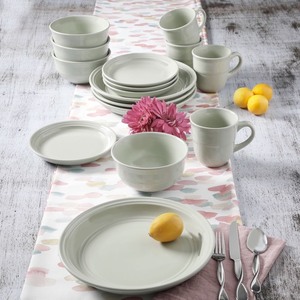 lot 3595 image: Mainstays Green Rainforest 16-Piece Dinnerware Set