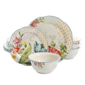 lot 3596 image: The Pioneer Woman Blooming Bouquet 12-Piece Dinnerware Set