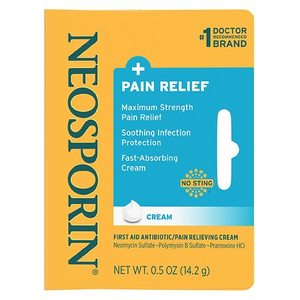 lot 3609 image: 5 PACK Neosporin  Pain Relief Dual Action First Aid Antibiotic Cream,.5 oz