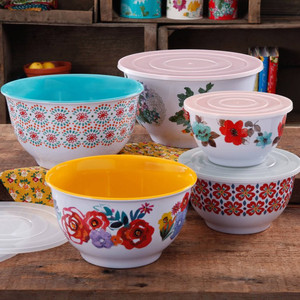 lot 3630 image: The Pioneer Woman Country Garden Melamine Mixing Bowl Set, 10-Piece Set