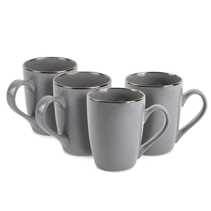 lot 3632 image: Thyme & Table Drinkware Gray Ava Stoneware 14oz Mugs, 4 Pack