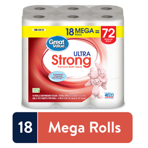 lot 3647 image: Great Value Ultra Strong Premium Toilet Paper, 18 Mega Rolls