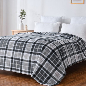 lot 3673 image: Mainstays Super Soft Plush Blanket, Twin, Light Grey Plaid
