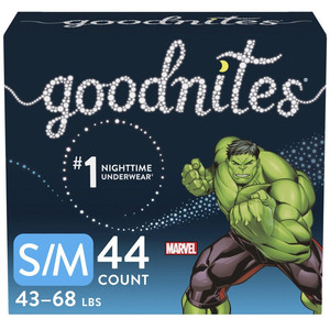 lot 3684 image: Goodnites Boys Nighttime Bedwetting Underwear, SM (43-68 lb.), 33 Ct