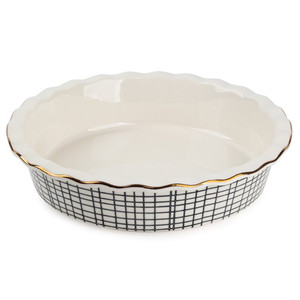lot 3699 image: Thyme & Table Stoneware 9 Inch Pie Dish, Black & White Crosshatch