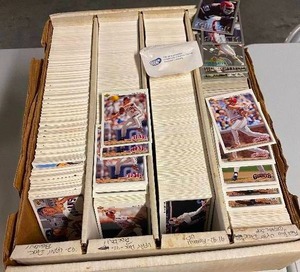 lot 111 image: Three 4 Row Boxes Full of Sports Cards - Approximately 6,000 Sports Cards