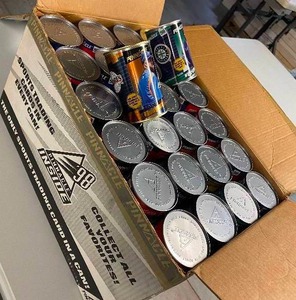 lot 116 image: Full Case of 1998 Pinnacle Baseball Can Packs Sealed 36 Cans