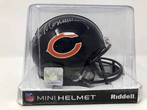 lot 9 image: Signed Jim Morrissey Chicago Bears Mini Helmet from 1985 Bears Defense with Certificate of Authenticity