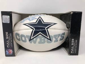 lot 11 image: Signed Randy White Dallas Cowboys Logo Football with Inscription To Gandy #54 HOF 94  New In Box