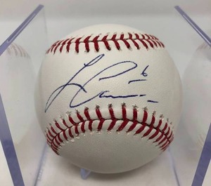 lot 17 image: Signed Lorenzo Cain Official Major League Baseball with Acrylic Ball Cube