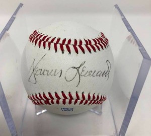 lot 19 image: Signed Dennis Leonard Baseball Kansas City Royals in an Acrylic Holder