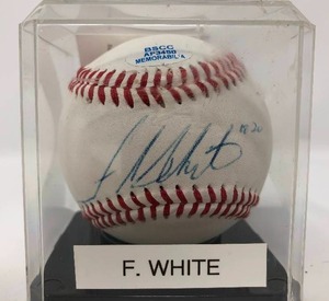 lot 20 image: Signed Frank White Kansas City Royals Baseball in Acrylic Holder