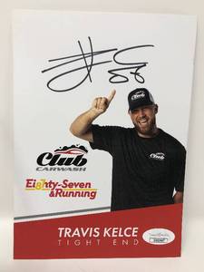 lot 52 image: Signed Travis Kelce Kansas City Chiefs #87 Car Wash Promotional Flyer with James Spence Authentication