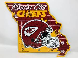 lot 53 image: Signed Kansas City Chiefs Shaped In State of Missouri Signed By About a Dozen Chiefs Players Including Eric Berry and KC Wolf