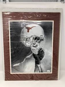lot 60 image: Signed Derrick Johnson University of Texas Longhorns 16x20 inch Photograph in Football Material Frame with James Spence Authentication