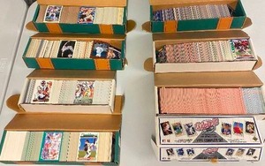 lot 147 image: Eight Lot of Boxes Full of Baseball and Football Cards - Over 5,000 Cards