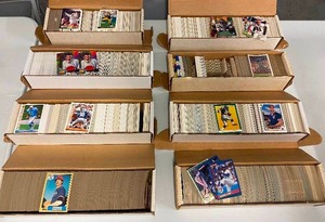 lot 146 image: Eight Lot of Boxes Full of Baseball and Football Cards - Over 5,000 Cards