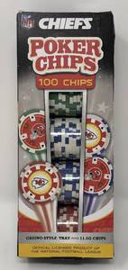 lot 74 image: Brand New Kansas City Chiefs Poker Chips - 100 Chips and Never Opened