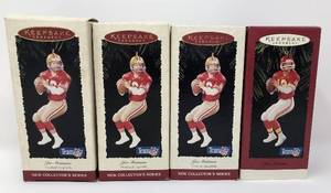 lot 77 image: Collection of Four New In Box Hallmark Christmas Ornaments - Three San Francisco 49ers & one Kansas City Chiefs