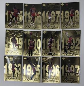 lot 80 image: 1998 Upper Deck Michael Jordan 12 Jumbo Card Gatorade Mail-In Complete Set - One for Each Year of Jordans Career