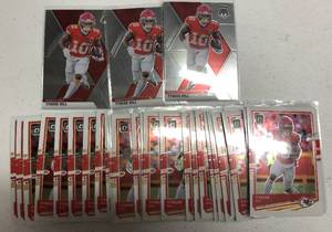 lot 172 image: Lot of 30 Kansas City Chiefs Tyreek Hill Football Cards - Prizm & Optic Duplicates - All Kansas City Chiefs Cards