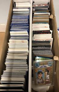 lot 177 image: Two Row Box Full of Over 1,000 Bowman & Topps Baseball Cards