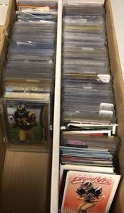 lot 179 image: Two Row Shoebox Full of Top Loaded Sports Cards - Mostly Football Rookie Cards