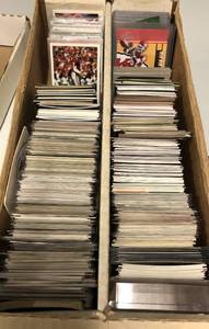 lot 180 image: Two Row Box Full of BaseballFootball Cards - Mostly Kansas City Chiefs Football Cards