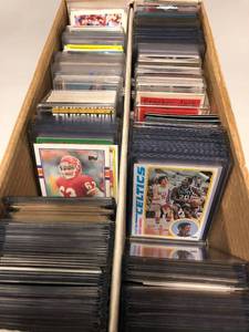 lot 182 image: Two Row Box Full of Sports Cards - Vintage Basketball, Football & Baseball - Hall of Fame Basketball Vintage In Excellent Condition