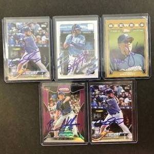 lot 233 image: Five Kansas City Royals Signed Baseball Cards - In Person Signed at Stadium - Ned Yost, Cam Gallagher x2, Brad Keller, Omar Olivares