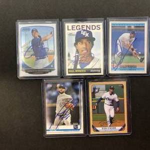 lot 237 image: Five Kansas City Royals Signed Baseball Cards - In Person Signed at Stadium - Aldelberto Mondesi, Cam Gallagher, Ryan OHearn, Dale Sveum, Jakob Junis