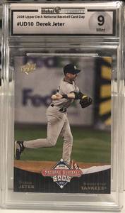 lot 246 image: Professionally Graded Global 8 2008 Upper Deck National Baseball Card Day Derek Jeter
