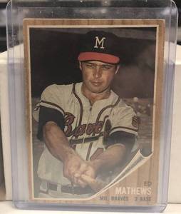 lot 259 image: 1962 Topps Eddie Mathews Milwaukee Braves #30