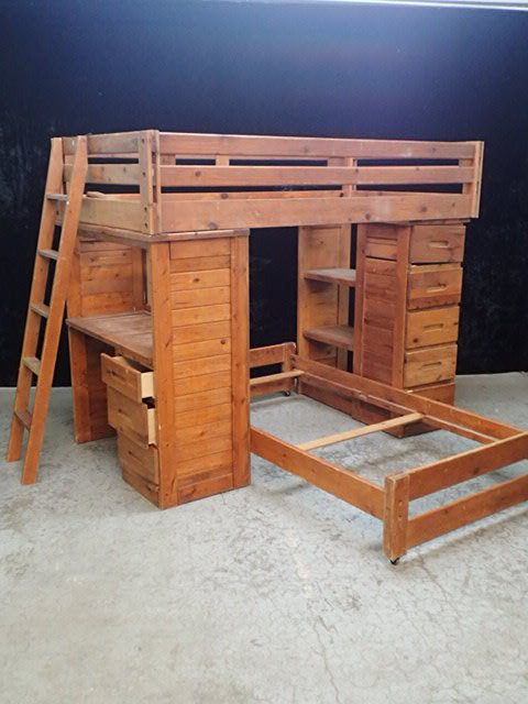 lot 271 image: Wood Bunk Bed with Drawers and Unique Design