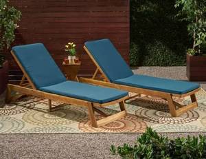 lot 75754 image: Nadine Outdoor Fabric Chaise Lounge Cushion (Set of 2) by Christopher Knight Home Retail$166.99