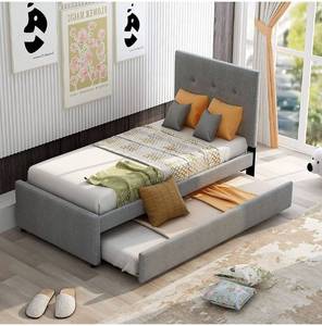 lot 75757 image: Merax Modern Linen Upholstered Twin Daybed (Headboard and Footboard Only)