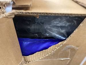 lot 75769 image: BOX 2 of 3 ONLY - Skywalker Trampolines 15 Rectangle Trampoline with Enclosure - Blue
